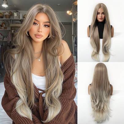 Tóc giả ombre dài 32 inch, chất liệu tổng hợp, thích hợp cho nữ, dùng hàng ngày, dự tiệc, cosplay.