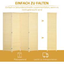 HOMCOM Paravent 4 Pieces 180 X 180 Cm Room Divider Partition Wall Made Of Bamboo, Foldable Privacy Screen Room Divider For Living Room Natural On Site - 1 - View 6