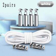 Long Elastic Shoelaces + Precision Woven Round Shoelaces Solid Color Basic Sports Shoes Laces, Suitable For Outdoor All Seasons With No Long Elastic Closure - White - View 7