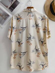 Men's Hawaiian Floral Beach Shirt, Summer Style, Short Sleeve, Button-Down, 100% Viscose Fabric (Shrinks A Little). - 黃色 - 查看 3