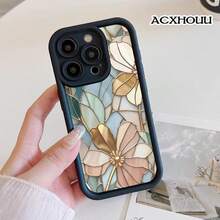 Compatible for iPhone11/12/13/14/15/16/promax/x/xs/xr/xsmax Case Premium Vintage Flowers Soft TPU Shockproof Protective CASE - Negro - Ver 3