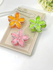 1 pieza/9 piezas Pinza de pelo de plástico ABS con estampado floral, pasador de pelo dulce para playa, viaje, fiesta, vacaciones, temporada de regreso a la escuela, accesorios de pelo elegantes, pinzas de pelo elegantes, pinza de pelo de invierno