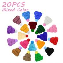 20PCS Mixed Color Mini Knitting Hats Mini Doll Hats For Christmas Ornaments DIY Crafts, Festive Fabric Decorations For Xmas Tree Hanging, Happy New Year Snowmen Doll Art And DIY Hair Accessories - Multicolor - View 13
