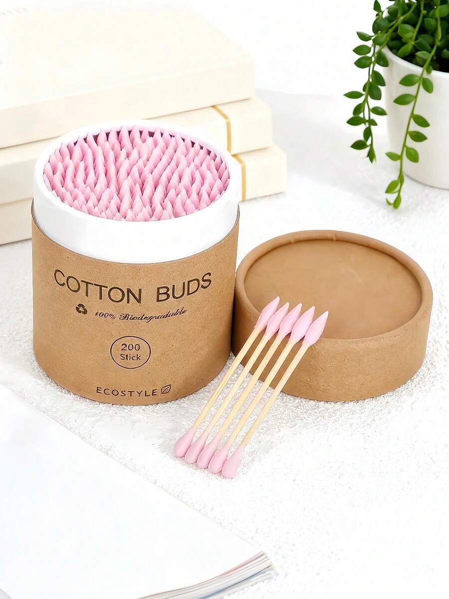 1 Hộp Tăm Bông, Tăm Bông Mềm Hai Đầu Dùng Cho Trang Điểm, Vệ Sinh, Chăm Sóc Tai - Nhiều màu - Xem 1