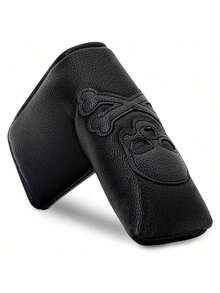 1pc Black Personalized Skull Embroidery Pattern Golf Club Head Cover, Golf Head Cover, Golf Accessories, Durable Material - Black - View 10