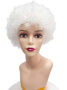 Bunte, flauschige Explosionskopf-Synthetikperücken für Party, Urlaub, Kostüm, Maskenball, direkt ab Werk (Brille nicht enthalten)