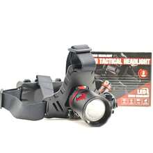 Lámpara táctica LED zoom headlight LJK DT-808-539 frontal recargable, linterna cabeza multiuso, iluminación camping trekking ciclismo, resistente agua, batería larga duración - Negro - Ver 1