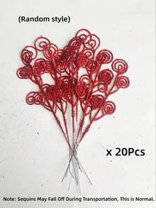 MEHELANY 20/10Pcs Christmas Tree Picks Sprays Candy Shape Curl Sticks Spray Branches Glitter Artificial Stem Picks, Christmas Tree Stem Ornaments For DIY Crafts Garland Christmas Home Decor Wedding Wreath Decoration Vase Filler Christmas Decorations Room Decor