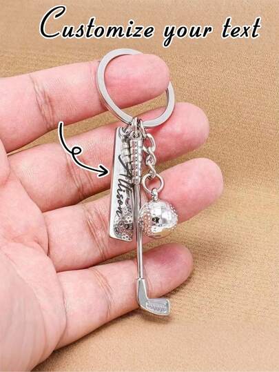 พวงกุญแจกอล์ฟส่วนบุคคล, แกะสลักได้, ดีไซน์แฟชั่นพร้อมจี้ลูกกอล์ฟและไม้กอล์ฟ, วัสดุโลหะทนทาน, ของขวัญที่ดีสำหรับผู้ชาย, คริสต์มาส, วันพ่อ, ผู้ที่ชื่นชอบกีฬา, นักกอล์ฟ, ดีไซน์ไม่เหมือนใคร, แข็งแรงและทนทาน, พวงกุญแจแปลกใหม่, เครื่องประดับผู้ชาย