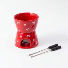 1 Set Heart-Shaped Ceramic Fondue Set, Includes 2 Forks, Cute Butter Warmer Set, Melting Pot Set For Chocolate, Cheese, Candy, Ceramic Fondue Cup Set, Suitable For Date Night, Birthday, Mother's Day And Wedding Gifts - Multicolor - View 17