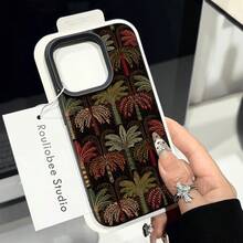 Funda blanda para teléfono con diseño de palmeras tropicales, compatible con  17,  16,  16 Pro Max,  15,  15 Pro Max,  14,  13,  12 y  11 Pro. Fabricada en TPU, ofrece protección contra golpes. El regalo perfecto para familiares, amigos y seres queridos. - Negro - Ver 4