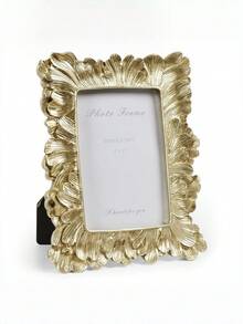 1pc Gold Color Photo Frame, Handmade Resin Material Decorated With Succulent Plants And Gold Palm Leaf Texture, Elegant Retro Design, Home Decor Picture Frame, Suitable For Wall And Tabletop Display - Multicolor - View 7