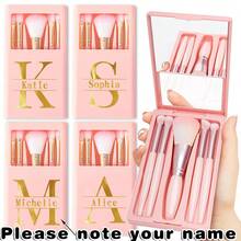 Custom Name 5 In 1 Makeup Brush Set, Versatile Cosmetic Brushes Kit With Powder/Nose Shadow/Eye Shadow/Smudge/Detail Brushes, Compact Travel-Ready With Built-In Mirror, Ideal Beauty Tools For Family & Friends - one-size - View 22