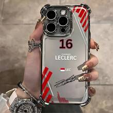 Custodia per telefono compatibile con 17 Air, 17 Air, 16, 15, 14, 13, 12, 11 Pro Max, X, XR, XS Max, 8, 7 Plus, design linea da corsa C-Charles Leclerc 17, custodia posteriore trasparente morbida antiurto, custodia per smartphone, custodia durevole, custodia di alta qualità, accessorio - nero - Visualizzare 1