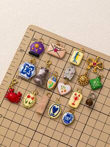 1件可爱新款时尚小猫太阳轮龙虾小鱼郁金香星空香槟蝴蝶不锈钢吊坠，电镀18K金，适用于DIY珠宝、项链、手链配件、耳环、钥匙扣、包包配件、女士珠宝配件、钱包配件、小吊坠、不锈钢DIY配件 - 彩色 - 查看 5