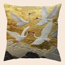 1 件复古风格鸟和树枝印花枕套，多种尺寸，彩色单面设计，拉链开合 - 非常适合沙发、客厅、卧室、办公室装饰（不含枕芯）、装饰枕头 - 无刺绣 - 金色 - 查看 12