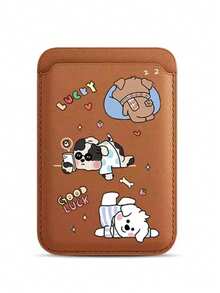 1pc Korean Cute White Line Dog Upgraded Magnetic Wallet Protective Case, Compatible With IPhone 17, 16 Pro, 13, 14, 12, 15 Plus Card Holder Stand Puppy Cover (Phone Case Not Included) - Multicolor - View 16