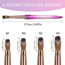 Kolinsky Acrylic Nail Brush, Suitable For Acrylic Nails, Professional Nail Brush, Purple Gradient Embossed Handle, Nail Extension Tool, Nail Painting Brush, Suitable For Acrylic Powder Nails, DIY Home Nail Salon - Purple - View 4