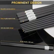 10 Pairs Dishwasher  Fiberglass Chopsticks Set, 9.5 Inch Reusable Japanese Chopsticks, Non - Slip, Easy To Use, Japanese Chop Sticks Home And Restaurant - 最初的 - 查看 2