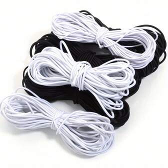 10m/Bag 2/2.5mm Round Elastic Rope Black And White Trampoline Elastic Band Hand-Woven Accessories, Suitable For Making Bracelet Woven Ropes, Necklace Beads, Mobile Phone Chains, Keychains, Pendants And Other Accessories