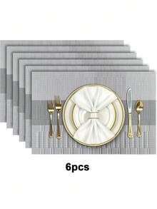 4pcs/6pcs Vinyl Placemats, Japanese PVC Placemats, Waterproof Slip Resistant Heat Insulation Placemats For Restaurants
