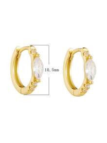 1对S925纯银奢华水钻耳环，时尚复古优雅立方氧化锆耳环 - 金色 - 查看 4