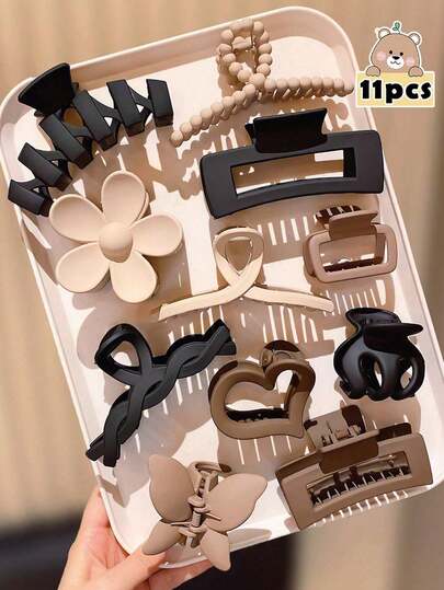 11pcs Fashionable & Elegant Hair Clips, Great Gift For Women Flower Hair Clips Winter Hair Accessories Elegant Claw Clip