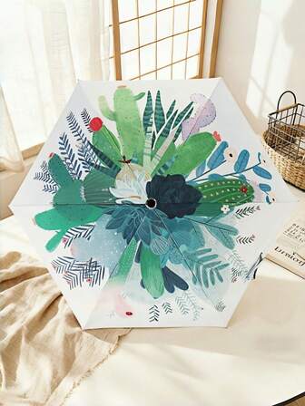 1 st kompakt bärbart paraply ultralätt UV-säkert regnsäkert hopfällbart paraply djurfest suckulentväxt resematerial UV-skydd camping strand julfest present blommor högtidsnödvändigheter hushållsartiklar