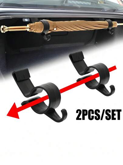 Car Umbrella Holder Car Trunk Hooks - Durable Plastic Umbrella Holder Organizer With Secure Grip, Universal Internal Storage Organizer Holders Space-Saving Design For Car Interior Accessories (Black), Car Hanger Hooks, Accessory Organization, Minimalist Hook Design, Sturdy Hook Construction