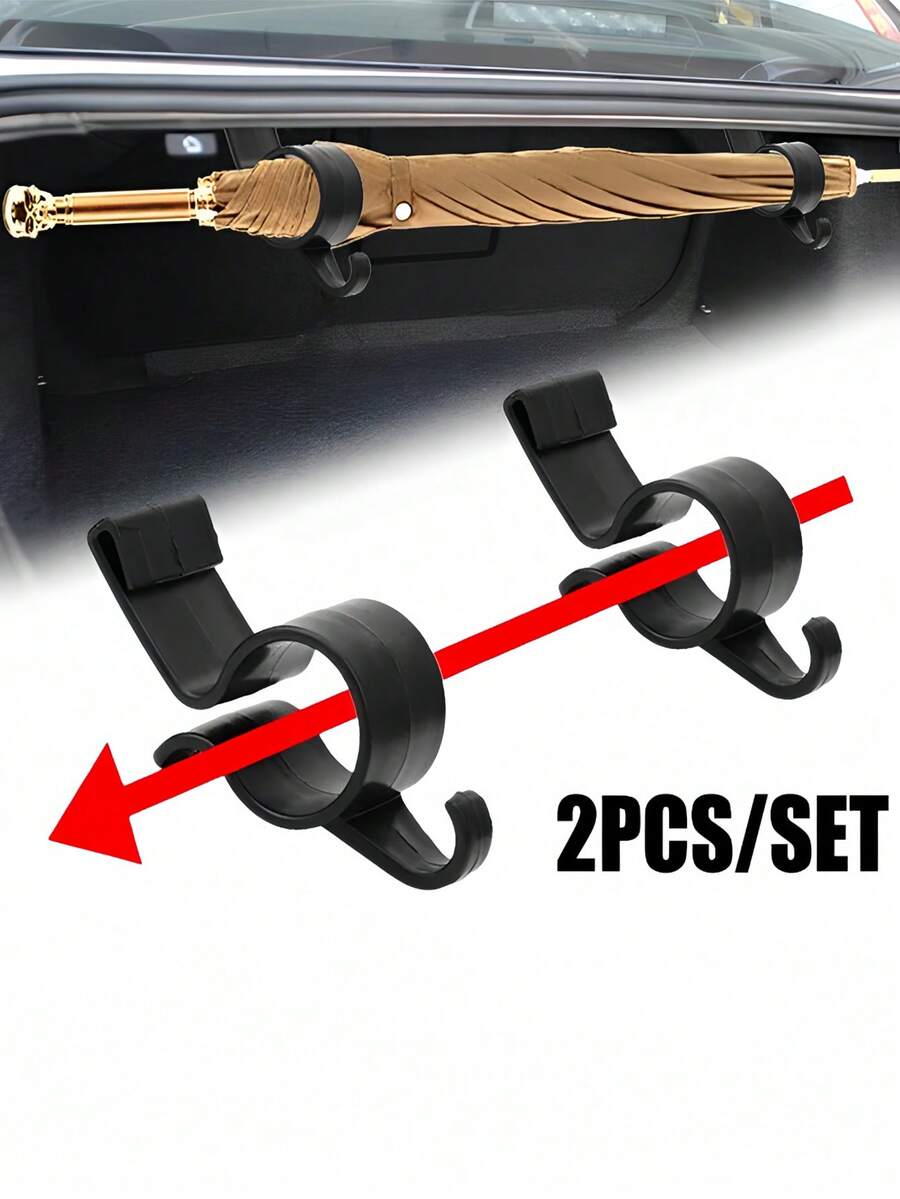 Car Umbrella Holder Car Trunk Hooks - Durable Plastic Umbrella Holder Organizer With Secure Grip, Universal Internal Storage Organizer Holders Space-Saving Design For Car Interior Accessories (Black), Car Hanger Hooks, Accessory Organization, Minimalist Hook Design, Sturdy Hook Construction - Multicolor - View 1