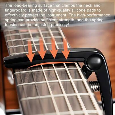 1 Piece 6-String Acoustic And Electric Guitar, Lightweight Fast-Release Capo, Guitar Capo, Suitable For Acoustic, Ukulele, Mandolin, Banjo, Bass, Pick Black One-Hand Capo, Acoustic Guitar 6 Strings, Classical Guitar Clip, Electric Guitar Clip, Guitar Clip (Black)