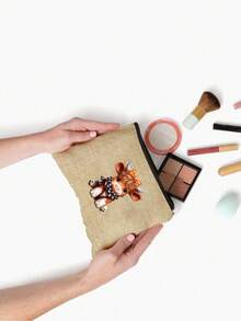 Khaki Leinentasche im Highland Cow Stil, Handtasche und passendes Make-up Täschchen/Münzbörse mit Kuh- und Sonnenblumen-Muster, Muttertags-Geschenk, personalisierte Geschenktasche, Pendelrucksack mit Schnalle und Reißverschluss-Kosmetiktasche, geeignet für Hochzeiten, Geburtstage, Strände, Urlaube, das perfekte Geschenk für Frauen, Mütter, Lehrer, Freunde, Brautjungfern, große Taschen, Studenten und Schulanfang, geeignet für Naturliebhaber und Frauen - Verschiedenfarbig - Übersicht 7