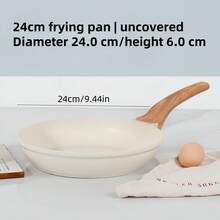 Home Frying Pan, Egg & Burger Pan, Suitable For Gas Stove And Induction Cooktop; Non-Stick Flat Bottom Frying Pan, Suitable For Gas Stove And Induction Cooktop, White (7.87/9.45/11.02 Inches) - Frying Pan - View 13