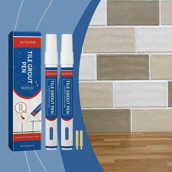2 Piezas Juego Bolígrafo para Lechada de Azulejos Jaysuing, Lechada Impermeable y Resistente al Moho, Limpiador de Azulejos, Sellador de Lechada de Azulejos, Lechada de Pared, Compuesto de Reparación de Pared - Duradero, Para Crear un Hogar Hermoso y Ordenado