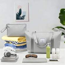 MERAX 20英寸登机箱三件套，带万向轮，轻便硬壳ABS材质，适合周末短途旅行、商务出行，酷灰色拉杆箱，万向轮旅行箱，硬壳旅行箱，带轮登机箱，男女旅行必备，适合度假、商务出行，大容量，旅行必备配件，旅行收纳整理箱，旅行用品 - Cool Gray - 查看 7