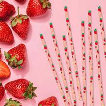 100 قطعة/عبوة 9 نمط متعدد الألوان قش ورقي بنمط الفاكهة 6*197 مم - تفاح/كرز/ليمون/بطيخ/فراولة/أناناس | طراز صيفي، مناسب لحفلات هاواي والشاطئ والتجمعات والبارات والمطابخ المنزلية. ديكورات عيد الميلاد