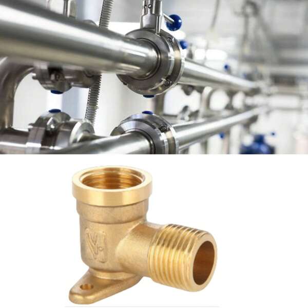 1 Stück Messing Rohrfitting, 1/2" Innen- & Außengewinde Doppel-Außengewinde Winkel, hochdruckbeständig & korrosionsbeständig, geeignet für Kalt- & Warmwasserleitungen