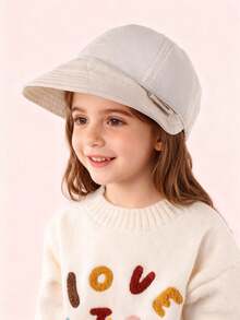 1PC Children's Thick Big Brim Fisherman's Hat In Autumn And Winter, Revealing Ponytail, Suitable For Daily Wear. - 1PC - View 1