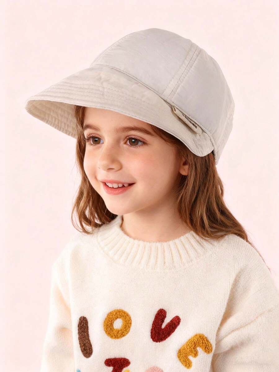 1PC Children's Thick Big Brim Fisherman's Hat In Autumn And Winter, Revealing Ponytail, Suitable For Daily Wear. - 1PC - View 1