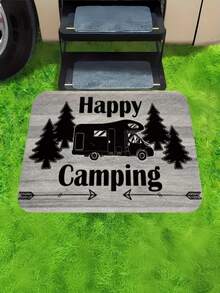 1 Stück Neue "Fröhliches Camping" Wohnmobil und Kiefernbaum Design Fußmatte - Weihnachten - Frohe Weihnachten - Feiertags Dekoration - Tägliche Dekoration - Feiertags Geschenk - Eingangsteppich - Outdoor Teppich - Innen Teppich - Kleiner Teppich - Weicher Flanell 900g/m², Maschinenwaschbar langanhaltend, Fleckresistent, Schnelltrocknend, Geeignet für Innentürmatten, Außentürmatten, Heimdekoration, Raumdekoration, Schlafzimmerteppich, Küchenteppich, Fotografie, Requisiten, Outdoor Dekor Geschenke, Feiertags Geschenke, Flächenteppich, Ganzjährig Verwendbar - Verschiedenfarbig - Übersicht 2