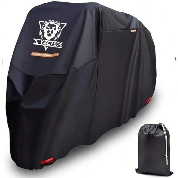 Motorcycle Cover Waterproof Outdoor Storage BagMade Of Heavy Duty Material Fits Up To 96 Inch Compatible With Harley Davison And All Motors Blackand Lockholesand Professional Windproof Strap
