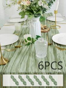 10条鼠尾草绿纱布桌旗，适合森林主题婴儿派对、新娘婚礼装饰、乡村风纱布桌旗，可用作派对、初领圣体、订婚和其他场合的中心装饰。 - 彩色 - 查看 22