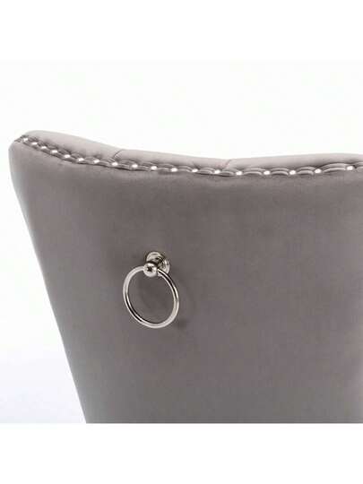 Furniture, Nikki Moderne Collection, High End Upholstered Solid Wood Contemporary Dining Stoel Chrome Stainless Steel Legs Nail Ornament, Set Of 2, Grijs Chrome, DE1701GY view 8