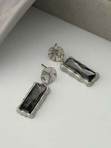 Black Cz Drop Earrings For Women ,Silver Earring For Women Studs Dainty Triple Dangle Earrings Earrings For Women Fashion Accessories - Silver - View 4