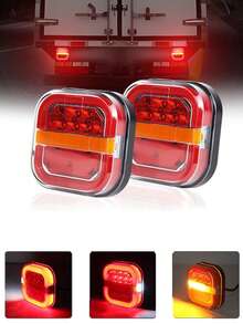 2pcs Pickup Truck Square Flow Light, Red And Yellow Vehicle Hamburger Light, White Truck Rear Light, LED Flow Trailer Light, 12V-24V Lights For Pickup, Campers And RV