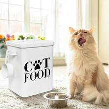 1pc Pet Food Sticker, Removable Vinyl Art Decal For Pet Food Storage Box, Car, RV, Outdoor Use - Black - View 2