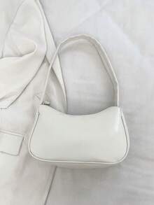 Bolso de hombro de unicolor con forma de nube de color caramelo, bolso de sobaco lindo, kawaii - Blanco - Ver 10