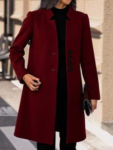 Abrigo elegante de forro polar verde para mujer, chaqueta con botones en las mangas, diseño clásico inspirado en el esmoquin para otoño/invierno, lavar a mano y en seco O Suéteres De Mujer En Oferta Elegantes Tegidos Curvy Juvenil Para El Frio Navideños Modernos Caliente De Navidad - Burdeos - Ver 3