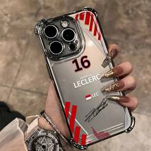 Custodia per telefono compatibile con 17 Air, 17 Air, 16, 15, 14, 13, 12, 11 Pro Max, X, XR, XS Max, 8, 7 Plus, design linea da corsa C-Charles Leclerc 17, custodia posteriore trasparente morbida antiurto, custodia per smartphone, custodia durevole, custodia di alta qualità, accessorio - nero - Visualizzare 4