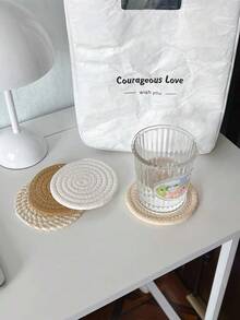 手工编织流苏杯垫套装，贴心乔迁礼物，耐热棉质杯垫，适用于马克杯和玻璃杯，独特的手工工艺品